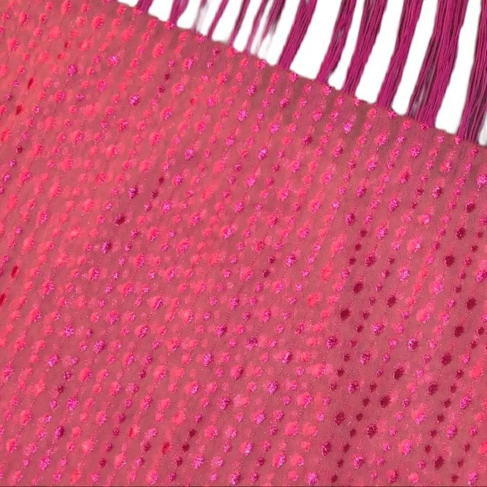 Pink sheer scarf with fringe